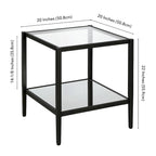 Table d'appoint carrée large Hera 20 avec étagère miroir