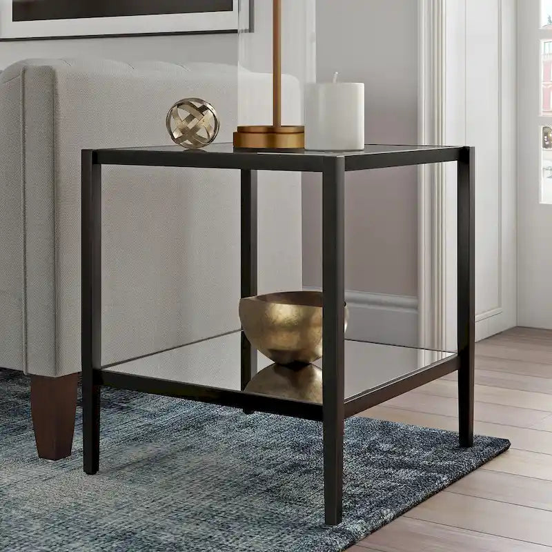Table d'appoint carrée large Hera 20 avec étagère miroir