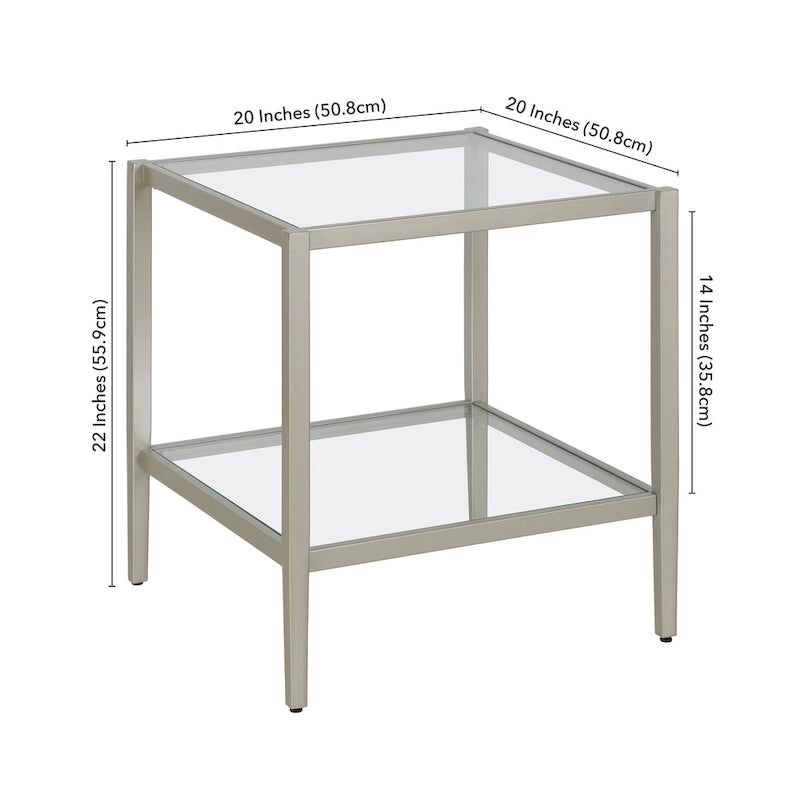 Table d'appoint carrée large Hera 20 avec étagère miroir