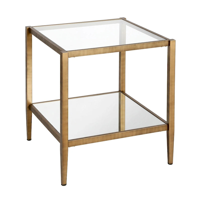 Table d'appoint carrée large Hera 20 avec étagère miroir