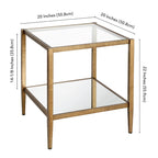 Table d'appoint carrée large Hera 20 avec étagère miroir