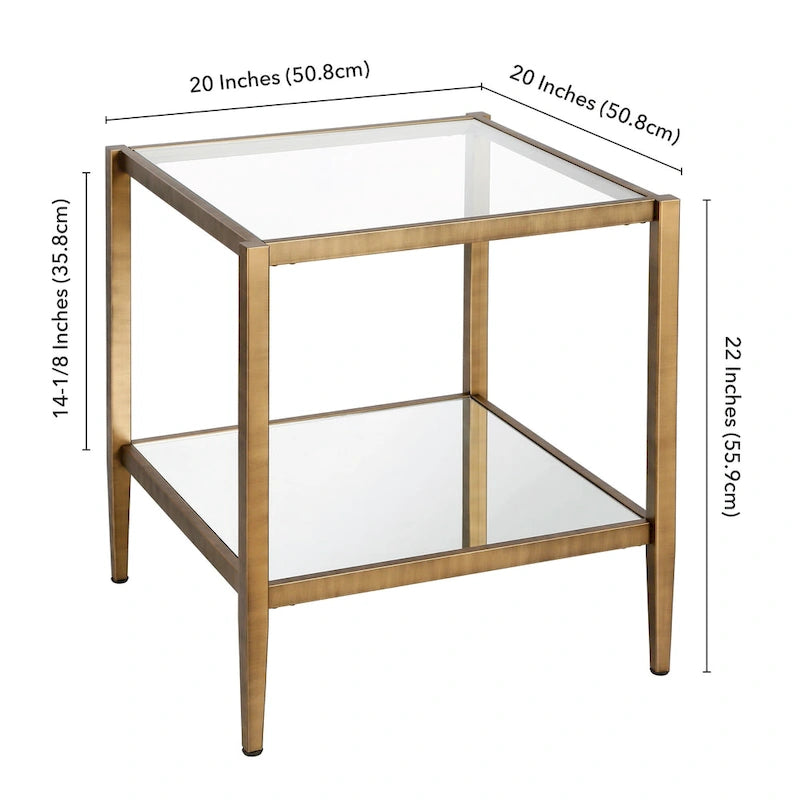 Table d'appoint carrée large Hera 20 avec étagère miroir