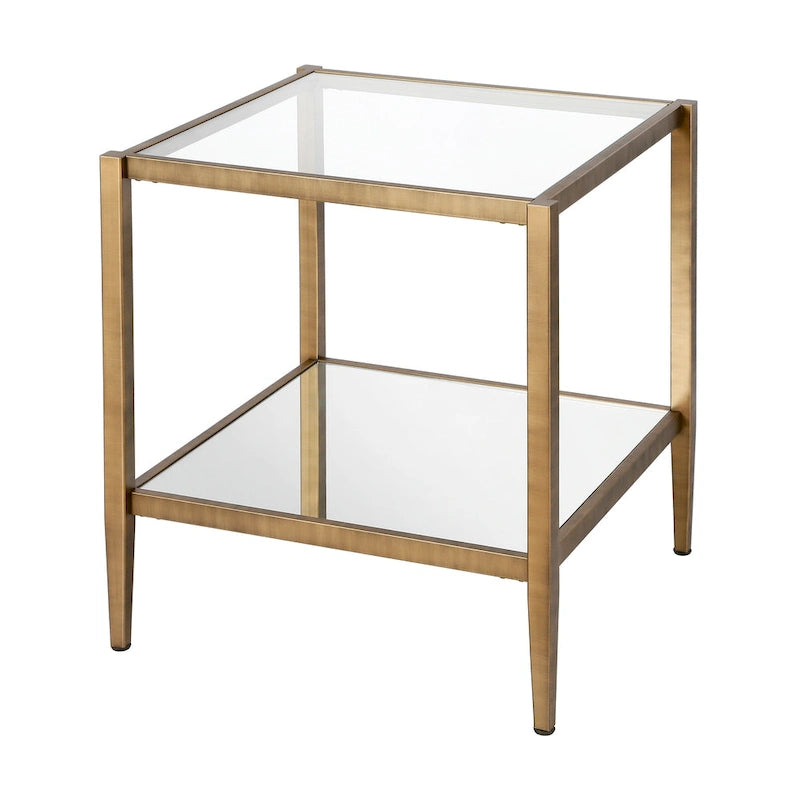 Table d'appoint carrée large Hera 20 avec étagère miroir