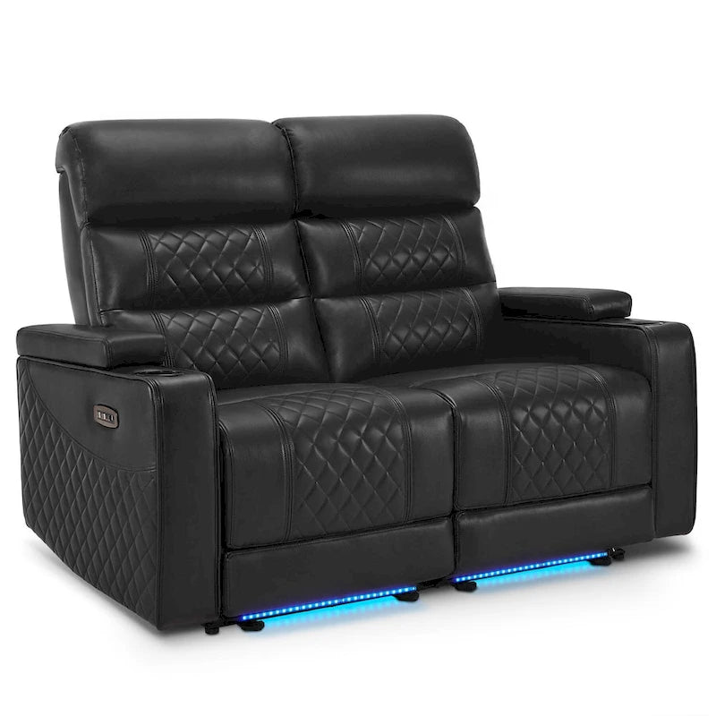 MCombo Canapé inclinable électrique avec appuie-têtes réglables, sièges de cinéma maison avec rangement dans les accoudoirs, similicuir HTS470