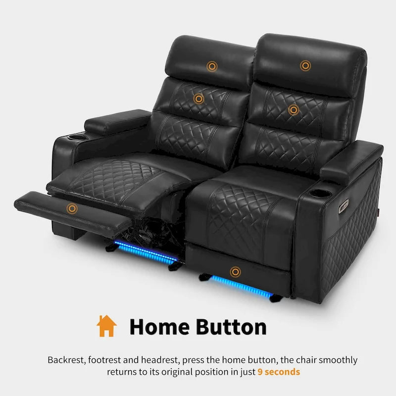 MCombo Canapé inclinable électrique avec appuie-têtes réglables, sièges de cinéma maison avec rangement dans les accoudoirs, similicuir HTS470