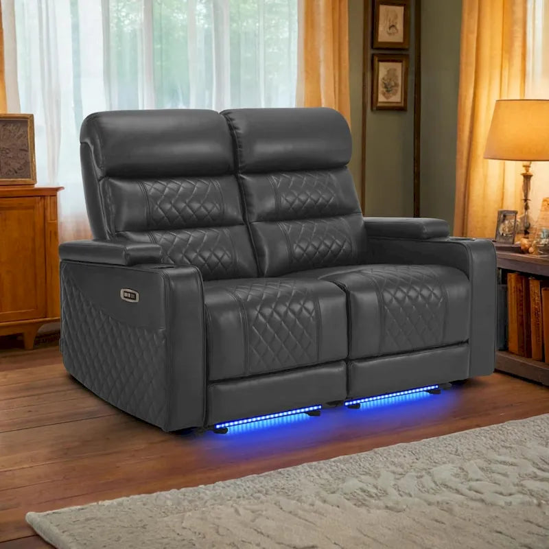 MCombo Canapé inclinable électrique avec appuie-têtes réglables, sièges de cinéma maison avec rangement dans les accoudoirs, similicuir HTS470