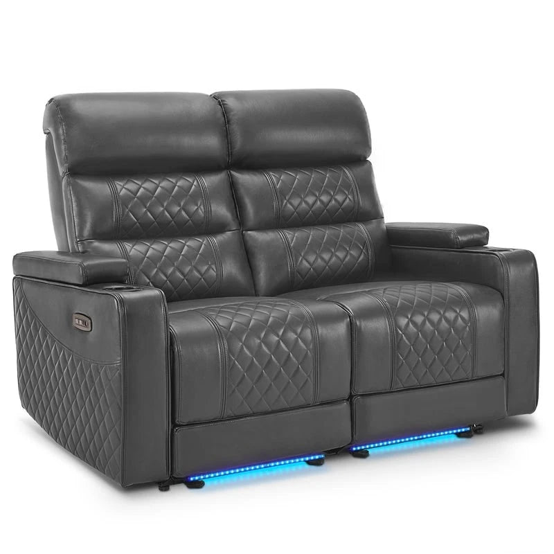 MCombo Canapé inclinable électrique avec appuie-têtes réglables, sièges de cinéma maison avec rangement dans les accoudoirs, similicuir HTS470