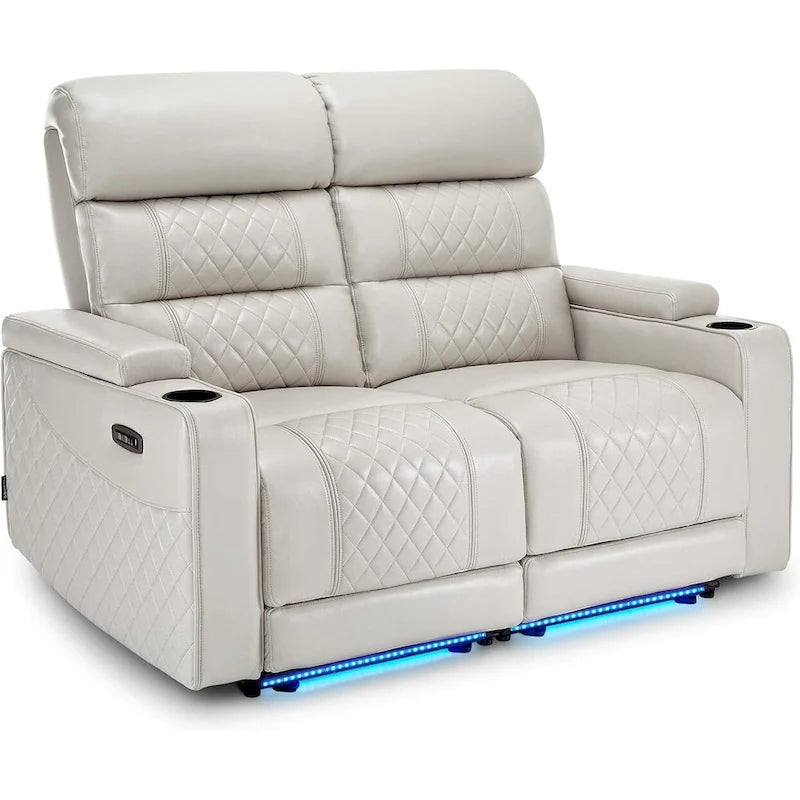 MCombo Canapé inclinable électrique avec appuie-têtes réglables, sièges de cinéma maison avec rangement dans les accoudoirs, similicuir HTS470