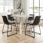 Roundhill Furniture Varna, Set da pranzo rotondo da 5 pezzi, tavolo da pranzo con base a cavalletto e 4 sedie