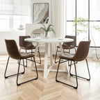 Roundhill Furniture Varna, Set da pranzo rotondo da 5 pezzi, tavolo da pranzo con base a cavalletto e 4 sedie