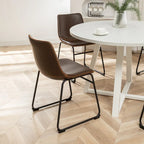 Roundhill Furniture Varna, Set da pranzo rotondo da 5 pezzi, tavolo da pranzo con base a cavalletto e 4 sedie