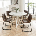 Roundhill Furniture Varna, Set da pranzo rotondo da 5 pezzi, tavolo da pranzo con base a cavalletto e 4 sedie