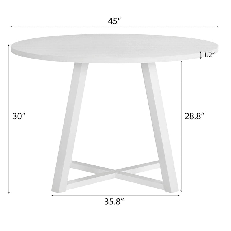Roundhill Furniture Varna, Set da pranzo rotondo da 5 pezzi, tavolo da pranzo con base a cavalletto e 4 sedie