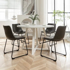 Roundhill Furniture Varna, Set da pranzo rotondo da 5 pezzi, tavolo da pranzo con base a cavalletto e 4 sedie