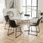 Roundhill Furniture Varna, Set da pranzo rotondo da 5 pezzi, tavolo da pranzo con base a cavalletto e 4 sedie
