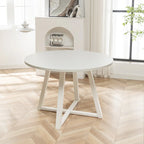 Roundhill Furniture Varna, Set da pranzo rotondo da 5 pezzi, tavolo da pranzo con base a cavalletto e 4 sedie