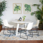 Roundhill Furniture Varna, Set da pranzo rotondo da 5 pezzi, tavolo da pranzo con base a cavalletto e 4 sedie