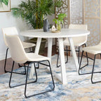 Roundhill Furniture Varna, Set da pranzo rotondo da 5 pezzi, tavolo da pranzo con base a cavalletto e 4 sedie