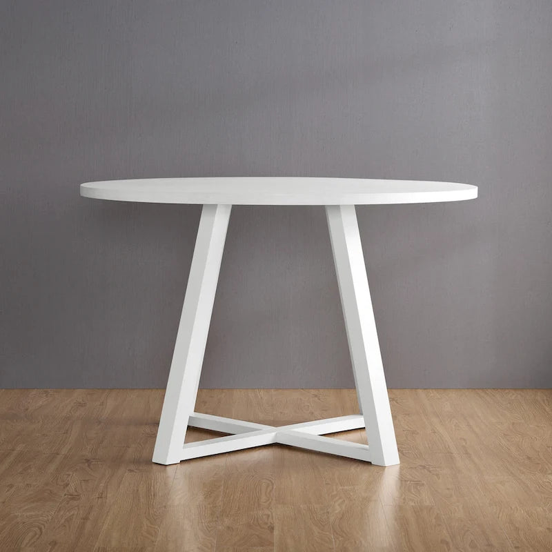 Roundhill Furniture Varna, Set da pranzo rotondo da 5 pezzi, tavolo da pranzo con base a cavalletto e 4 sedie
