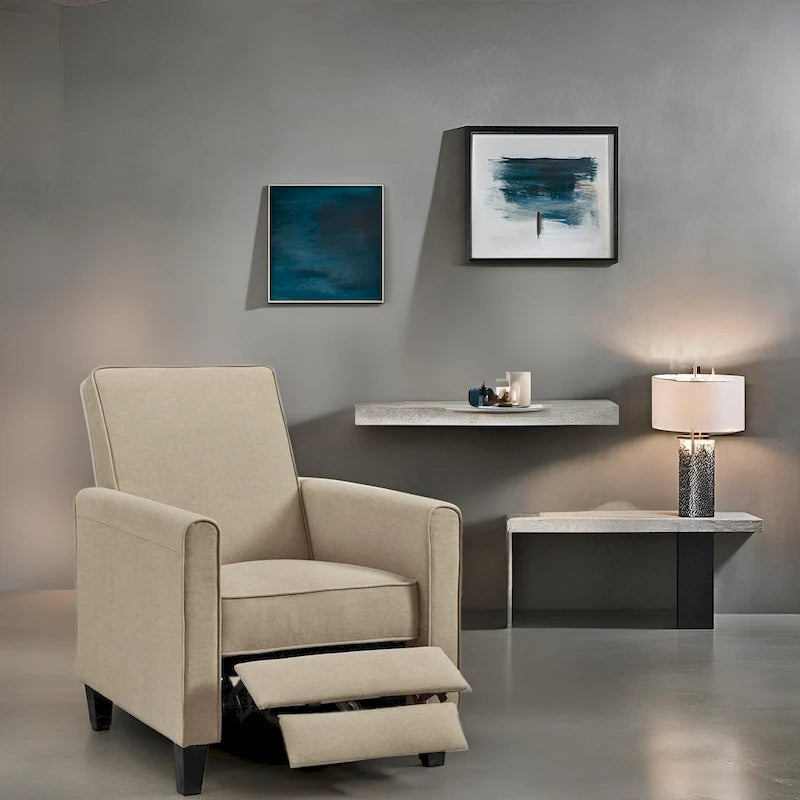 Poltrona Reclinabile Pushback per Home Theater - Poltrona Reclinabile Compatta con Braccioli e Poggiapiedi Regolabile, Ideale per Piccoli Spazi