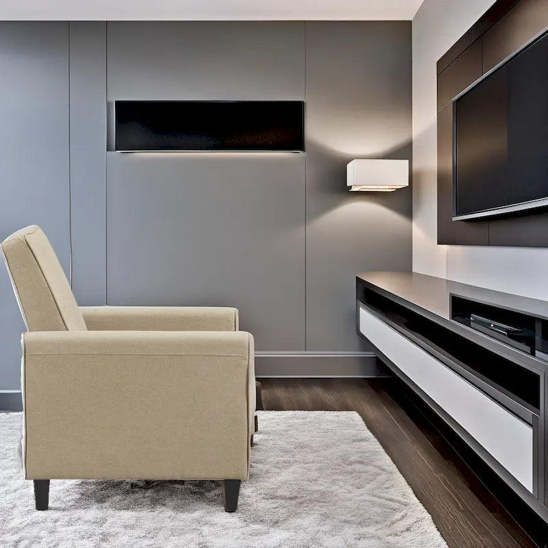 Poltrona Reclinabile Pushback per Home Theater - Poltrona Reclinabile Compatta con Braccioli e Poggiapiedi Regolabile, Ideale per Piccoli Spazi