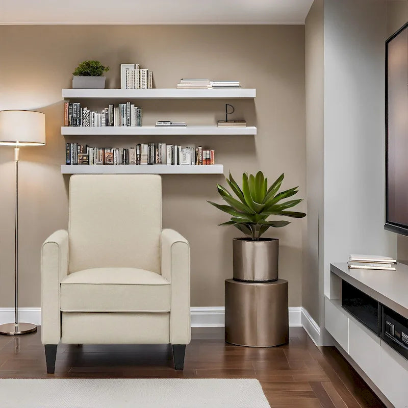 Poltrona Reclinabile Pushback per Home Theater - Poltrona Reclinabile Compatta con Braccioli e Poggiapiedi Regolabile, Ideale per Piccoli Spazi