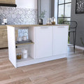 TUHOME Isola Cucina Juniper con Grande Superficie Superiore, Armadio a Due Ante e Ripiani Aperti