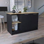 TUHOME Isola Cucina Juniper con Grande Superficie Superiore, Armadio a Due Ante e Ripiani Aperti