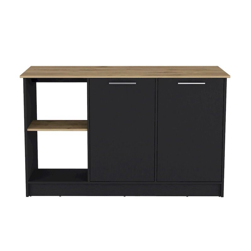 TUHOME Isola Cucina Juniper con Grande Superficie Superiore, Armadio a Due Ante e Ripiani Aperti