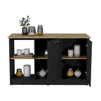TUHOME Isola Cucina Juniper con Grande Superficie Superiore, Armadio a Due Ante e Ripiani Aperti