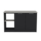 TUHOME Isola Cucina Juniper con Grande Superficie Superiore, Armadio a Due Ante e Ripiani Aperti