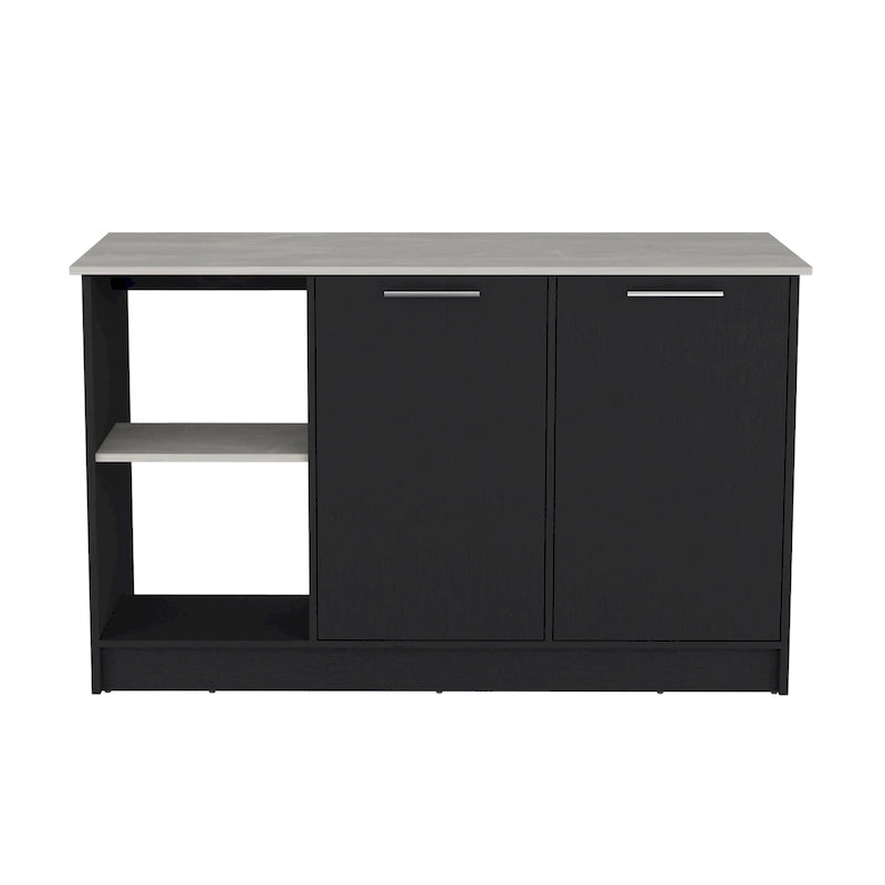 TUHOME Isola Cucina Juniper con Grande Superficie Superiore, Armadio a Due Ante e Ripiani Aperti