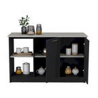 TUHOME Isola Cucina Juniper con Grande Superficie Superiore, Armadio a Due Ante e Ripiani Aperti