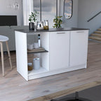TUHOME Isola Cucina Juniper con Grande Superficie Superiore, Armadio a Due Ante e Ripiani Aperti