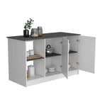 TUHOME Isola Cucina Juniper con Grande Superficie Superiore, Armadio a Due Ante e Ripiani Aperti