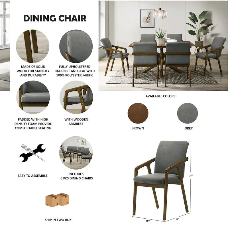 CraftPorch Sedia da pranzo imbottita rustica semplice (set da 6)