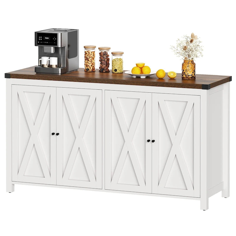 Moasis Mobile da Credenza da Cucina con Quattro Ante da 55 pollici in Stile Farmhouse