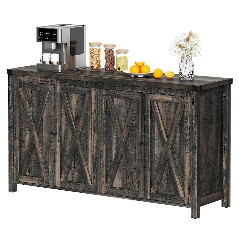 Moasis Mobile da Credenza da Cucina con Quattro Ante da 55 pollici in Stile Farmhouse