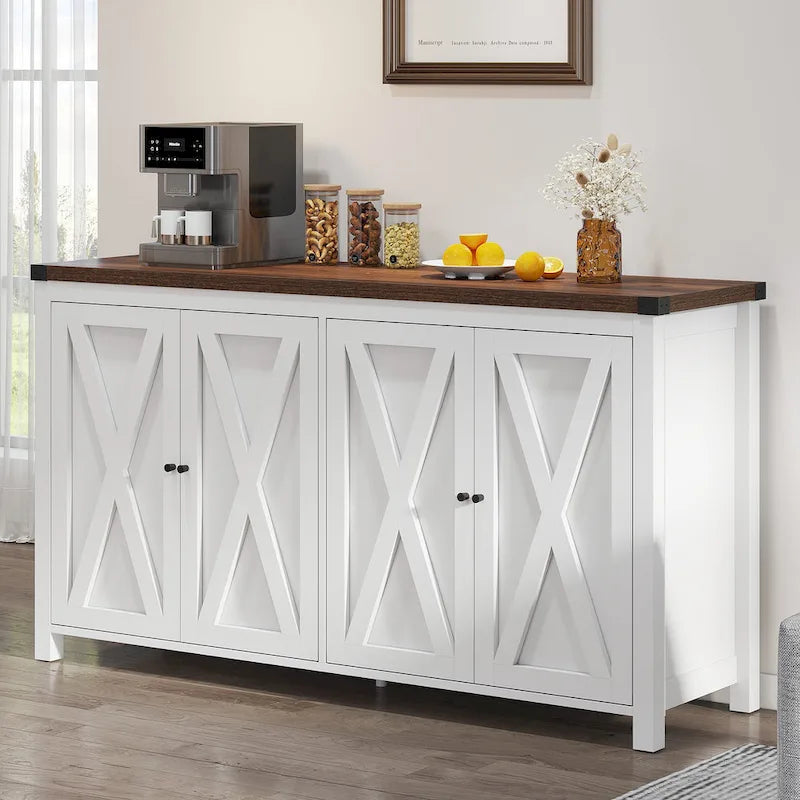 Moasis Mobile da Credenza da Cucina con Quattro Ante da 55 pollici in Stile Farmhouse