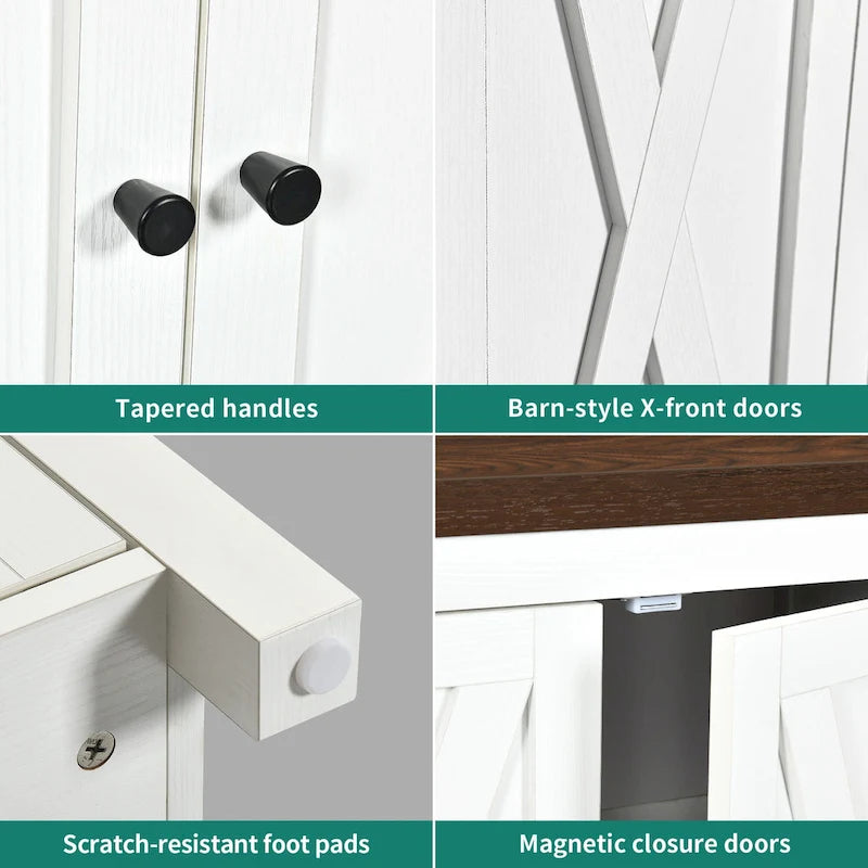 Moasis Mobile da Credenza da Cucina con Quattro Ante da 55 pollici in Stile Farmhouse
