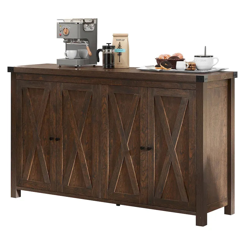 Moasis Mobile da Credenza da Cucina con Quattro Ante da 55 pollici in Stile Farmhouse