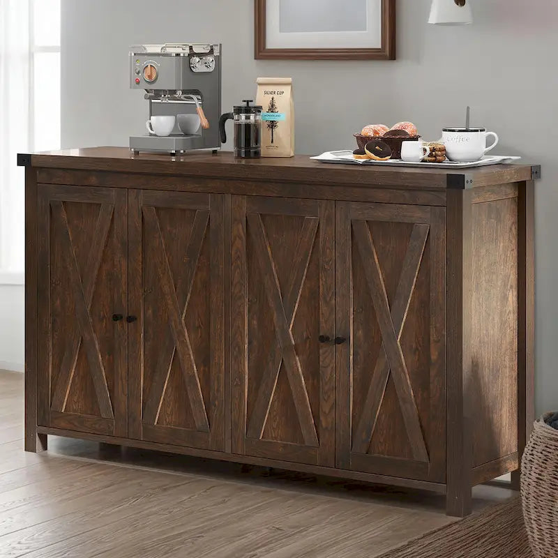 Moasis Mobile da Credenza da Cucina con Quattro Ante da 55 pollici in Stile Farmhouse