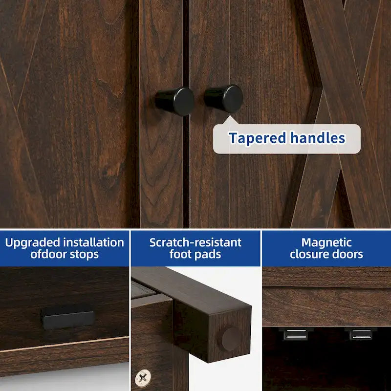 Moasis Mobile da Credenza da Cucina con Quattro Ante da 55 pollici in Stile Farmhouse