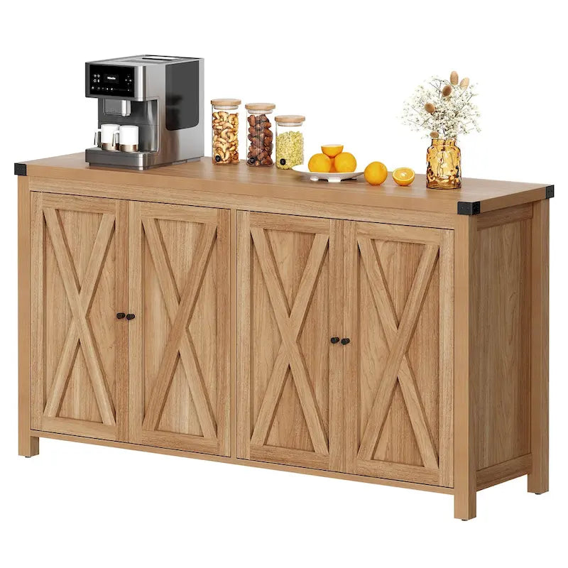 Moasis Mobile da Credenza da Cucina con Quattro Ante da 55 pollici in Stile Farmhouse