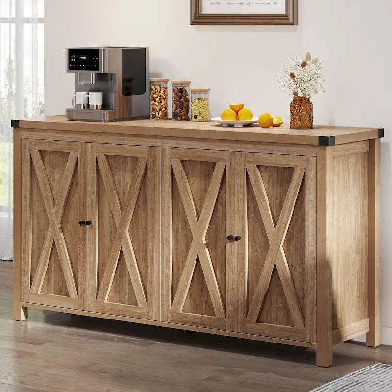 Moasis Mobile da Credenza da Cucina con Quattro Ante da 55 pollici in Stile Farmhouse