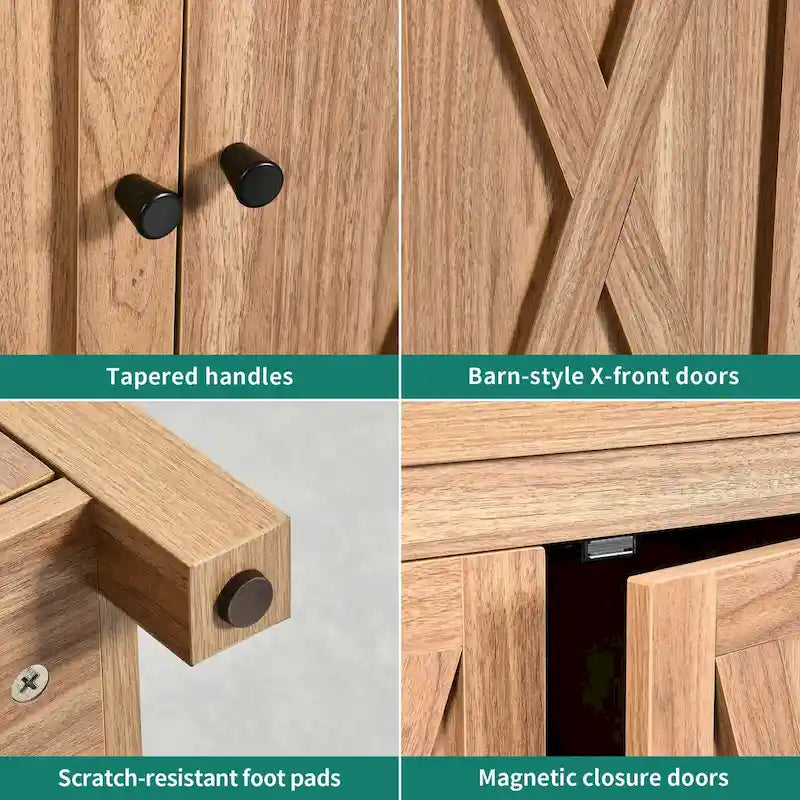 Moasis Mobile da Credenza da Cucina con Quattro Ante da 55 pollici in Stile Farmhouse