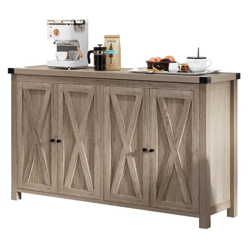 Moasis Mobile da Credenza da Cucina con Quattro Ante da 55 pollici in Stile Farmhouse