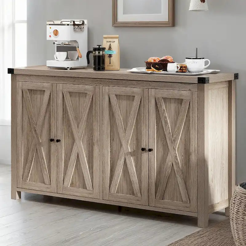 Moasis Mobile da Credenza da Cucina con Quattro Ante da 55 pollici in Stile Farmhouse