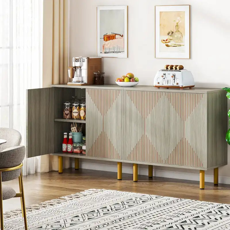 Mobile credenza a buffet da 58 pollici con ante, mobiletto indipendente