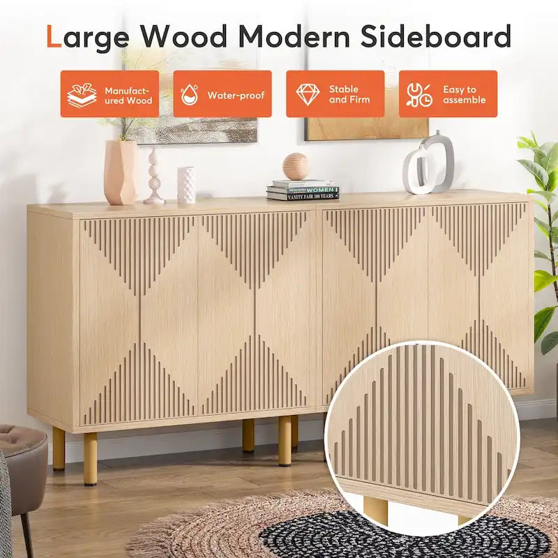 Mobile credenza a buffet da 58 pollici con ante, mobiletto indipendente